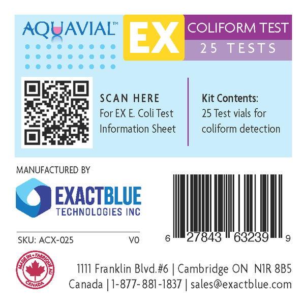 AquaVial EX - 7 Hours E coli and Coliform Professional Water Test Kit