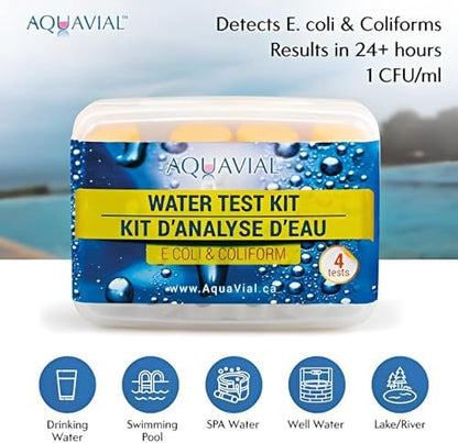 AquaVial Water Testing Kit 8 Pack E Coli and Coliform Water Test Kit for Drinking Water Pool Pond Lake Well Water Quality Bacteria Tester CA