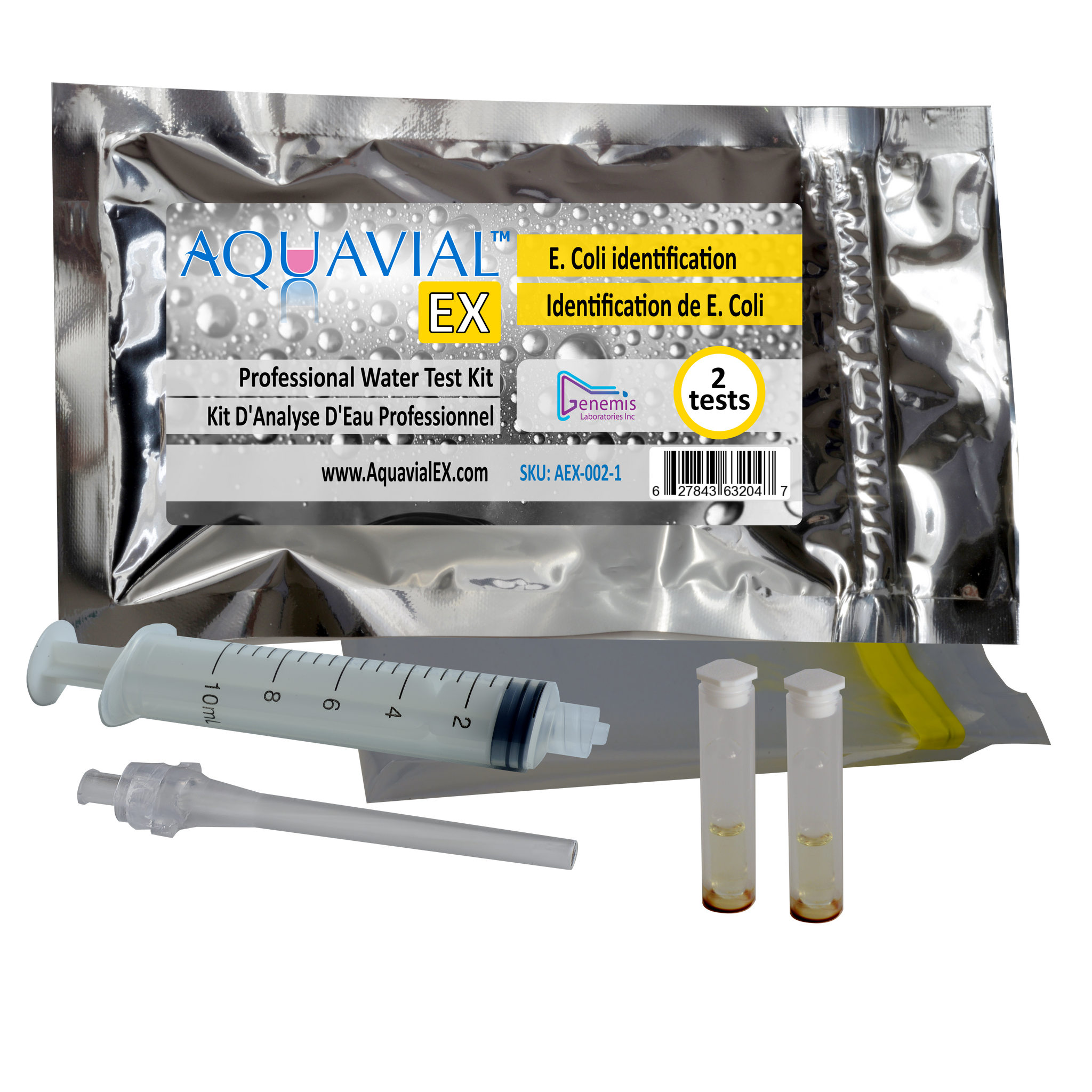AquaVial EX - 7 Hours E. coli Detection and Identification Professional Water Test Kit